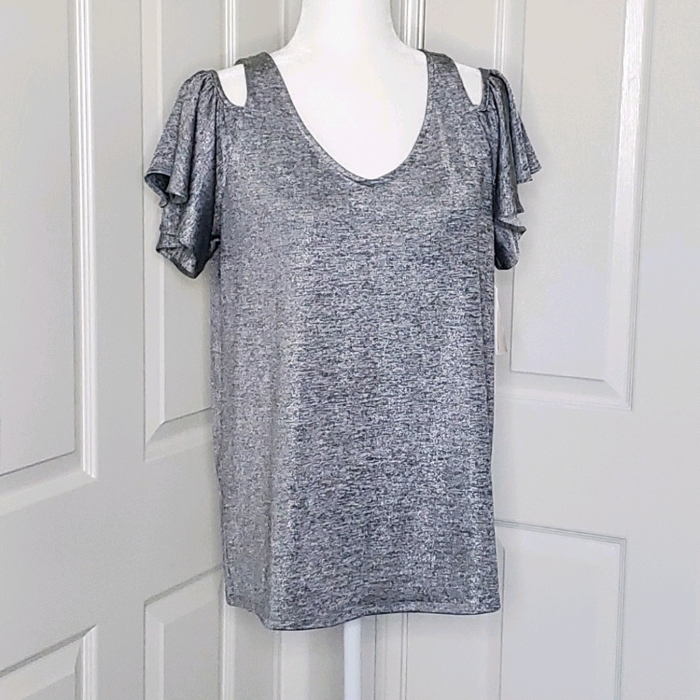 Brand new Philosophy silver colder shoulder top
